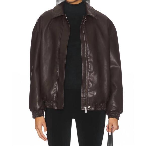 ENZA COSTA Jackets & Blazers - NEW ENZA COSTA bomber leather jacket in dark brown